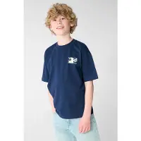 Shoeby T-shirt met backprint - donkerblauw Jongens Katoen Ronde hals Backprint - maat 98/104