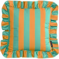 NOVÉE Sierkussen ruffles stripe /geel | 45x45 cm | katoen/polyester