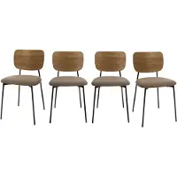 CALICOSY - Set van 4 stoelen in taupe ribbelstof B44 cm - NOAN