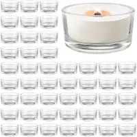 Famanu – Set van 48 transparante theelichthouders van glas, 4,7 x 4,3 x 2,6 cm, glazen kaarsenhouders voor tafel, bruiloft, feest en huisdecoratie