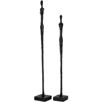 J-Line Abstracte personen op voet - polyresin - zwart - set van 2