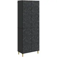vidaXL Kast Set 2 st Zwart Bewerkt hout