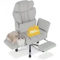 COLAMY Ergonomische Bureaustoel - 180 kg Belastbaar - Verstelbare Rugleuning tot 127° - Voetensteun - Verstelbare Armleuningen - Dikke Verende Zitting - Grijs