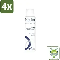 Neutral - Deodorant Spray - Anti-perspirant - Gevoelige Huid - 0% Kleurstof, Parfum & Alcohol - 150 ml - Voordeelverpakking - 4 stuks - anti-transpirant - 0% parfum