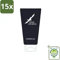 Blue Stratos 15 x - Douchegel - Verfrissende Geur - 200 ml - Grootverpakking - Douchegel - Douchegel Man - Douchegel Fris - Douchegel Klassiek - Douchegel Voor Mannen