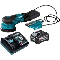 Makita BO 003 CGU101 accu-excentrische schuurmachine 40 V max. 125 mm 3,0 mm slag Brushless + 1x accu 4,0 Ah + oplader