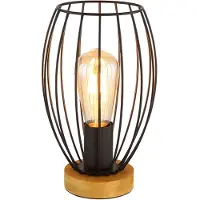 Globo Tafellampje Berti hout met zwart