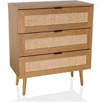 Hjh LIVING Commode BOHEO K 80x40x90 cm 3 laden rotan vlechtwerk eiken