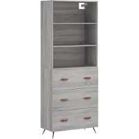 vidaXL Hoge kast, grijs Sonoma, 69,5 x 34 x 180 cm, houtvezel