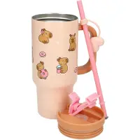 PENFection - To Go Cup with Straw - CAPYBARA - Beige-Brown - 470 ml