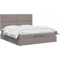vidaXL Ottoman bed met matras met hoofdeinde Taupe 140 x 190 cm Stof