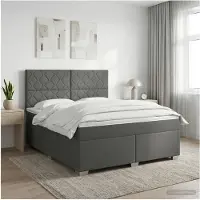 vidaXL Boxspringbed met matras Donkergrijs 140 x 200 cm Stof