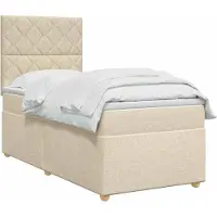 vidaXL - Boxspringbed - met - matras - Crèmekleurig - 90 - x - 190 - cm - Stof