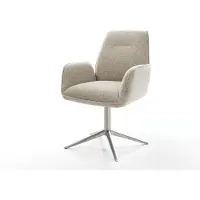 DELIFE Draaistoel Zoa-Flex geweven stof beige kruispoot roestvrij staal 360° draaibaar rocker-functie pocketveer kern