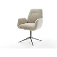 DELIFE Draaistoel Zoa-Flex geweven stof beige kruispoot grafiet 360° draaibaar rocker-functie pocketveer kern