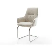 DELIFE Sledemodel Zelia-Flex met armleuning geweven stof beige sledemodel vlak roestvrij staal pocketveer kern