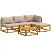 vidaXL Bankstel 5 st Naturel Massief Acacia Hout