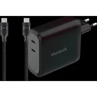BlueBuilt 140W GaN Oplader met 2 Usb C Poorten Zwart + Usb C Kabel 240W 2m Nylon