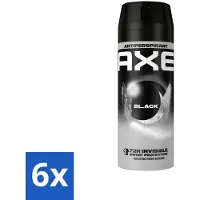 Axe 6 x - Deodorant Spray - 72hrs Anti Sweat - Black - 150 ml - Anti-transpirant - Deodorant Spray - 72 Uur Bescherming - Black - Geur