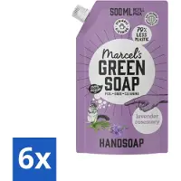Marcel's Green Soap 6 x Marcel’s Green Soap – Handzeep Navulling – Lavendel & Rozemarijn – 500 ml - Handzeep - Natuurlijke Handzeep - Plantaardige Handzeep - Lavendel Handzeep - Rozemarijn Handzeep