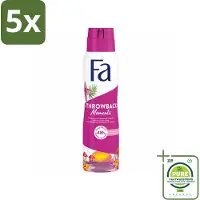Fa 5 x Deodorant Spray Throwback Moments 150 ml - Grootverpakking - Deodorant Spray - 48 Uur Bescherming - Roze Lotus Geur - Frisheid - Hydratatie