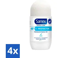 Sanex 4 x – Deodorant Roller – Dermo Protector – 53 ml - Deodorant Roller - Huidbescherming - Zweetbehandeling - Geurvervoeging - Mineralen