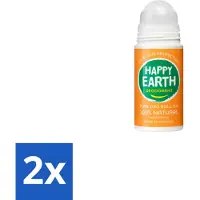 Happy Earth 2 x – Deodorant Roll-On – 100% Natuurlijk Rose Petitgrain – 75 ml - Natuurlijke Deodorant - Roll-on Deodorant - Bloemige Geur - Frisse Geur - Huidvriendelijk
