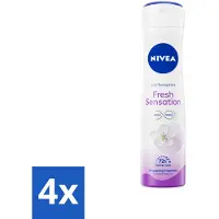 Nivea 4 x – Deodorant Spray – Fresh Sensation – 150 ml - 72 Uur Bescherming - Zweetbescherming - Geurvermindering - INFINIFRESH - Frisse Geur