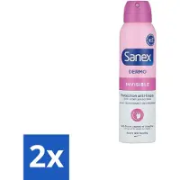 Sanex 2 x – Deodorant Spray – Dermo Invisible – 150 ml - Onzezichtbare Deodorant - Deodorant Spray - Transpiratieregulatie - Huidbescherming - Strepenvoorkomend