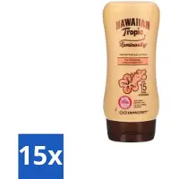 Hawaiian Tropic 15 x – Zonnebrand Lotion – Luminosity Medium SPF15 – 180 ml - Zonbescherming - Zonnebrandlotion - SPF15 - Huidbescherming - Uitdroging Voorkomen