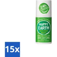 Happy Earth 15 x – Deodorant Roll-On – 100% Natuurlijk Cucumber Matcha – 75 ml - Cucumber Matcha Deodorant - Natuurlijke Deodorant - Roll-on Deodorant - Vegan Deodorant - Anti-Geur Deodorant