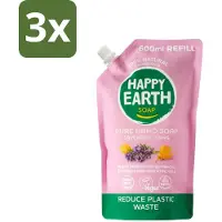 Happy Earth 3 x – Handzeep Navulling – 100% Natuurlijk Lavender Ylang – 600 ml - Handzeep Navulling - Natuurlijke Handzeep - Vegan Handzeep - Lavendel Handzeep - Ylang Handzeep