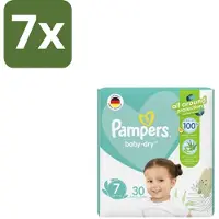 Pampers 7 x – Luiers – Active Baby Dry Maat 7 – 30 Luiers - Luiers Voor Baby - Droge Huid - Comfortabele Luiers - Langdurige Droogheid - Peuters Luiers