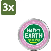Happy Earth 3 x – Deodorant Balm – 100% Natuurlijk Lavender – 45 g - 100% Natuurlijke Deodorant - Natuurlijke Deodorant Balm - Lavendel Deodorant - Natuurlijke Deodorant - Deodorant Balm