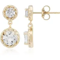 Cavill - 925 Sterling Zilver oorstekers - Verfijnde ronde witte topaas 2,414 ct - 18 mm - Verguld - Luxe dames sieraden