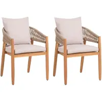 Beliani MARZAMEMI - Set van 2 tuinstoelen - Lichtgrijs - Acaciahout