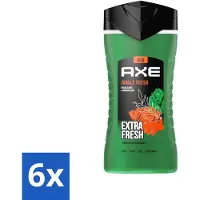 Axe 6 x - 3-in-1 Douchegel - Jungle Fresh - Palm Leaves & Amber - Extra Fresh - 250 ml - Douchegel - 3-in-1 - Jungle Fresh - Palmbladeren - Amber