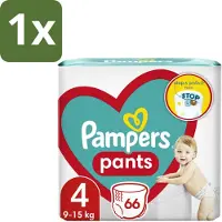 Pampers 1 x – Luierbroekjes – Pants Maat 4 – 66 Luiers - Luier Broekje - Luier Voor Baby - Luier Voor Peuters - Actieve Baby - Droge Luier