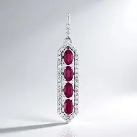 Cavill - Zilveren Hanger - 925 Sterling Zilver Gerhodineerd - Madagaskar Robijn Ovaal 1,26 ct - 44 Tanzanische Zirkonia 0,55 ct - Elegant