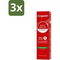 Colgate 3 x – Max White Expert Purifying Power – Tandpasta – 75 ml - Witte Tanden - Tandpasta Whitening - Waterstofperoxide - Vlekken Verwijderen - Glimlach Verlichten