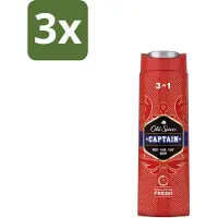 Old Spice 3 x – Douchegel – Captain – 400 ml - Douchegel Voor Mannen - Gezichtsreiniging - Haarreiniging - Lichaamreiniging - Fris Geur