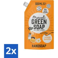 Marcel's Green Soap 2 x Marcel’s Green Soap – Handzeep Navulling – Sinaasappel & Jasmijn – 500 ml - Handzeep - Sinaasappel - Jasmijn - Natuurlijke Handzeep - Biologische Handzeep