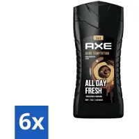 Axe 6 x - 3-in-1 Douchegel - Dark Temptation - Dark Chocolate - 12hrs Long Lasting Scent - 250 ml - Douchegel - - Dark Temptation - Chocoladegeur - 3-in-1