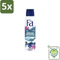 Fa 5 x - Deodorant Spray - Urban Wonder - Aardbei - 48 uur Bescherming - 150 ml - Grootverpakking - Deodorant Spray - Aardbei - 48 Uur Bescherming - Geur Aardbei - Dermatologisch Getest