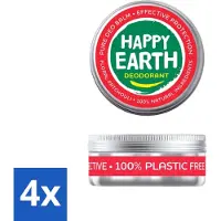 Happy Earth 4 x – Deodorant Balm – 100% Natuurlijk Floral Patchouli – 45 g - Deodorant Balm - Natuurlijke Deodorant - Bloemige Geur - Patchouli - Huidvriendelijk