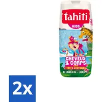 Tahiti 2 x – Douchegel – Kids - 300 ml - Douchegel Voor Kinderen - Exotisch Fruit Geur - Douchegel Voor Haar En Lichaam - Kinderhuid Verzorging - Speelgevoelige Douchegel