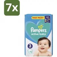 Pampers 7 x – Luiers – Active Baby Maat 3 – 70 Luiers - Baby-luiers - Droge Billetjes - Huidbescherming - Luchtdoorlatende Luiers - Absorberende Luiers
