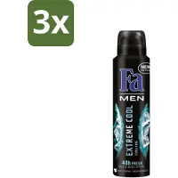 Fa 3 x Men - Extreme Cool - Deodorant Spray - Coolend - 150 ml - Deodorant Spray - Frisse Geur - Koele Geur - Mannen Deodorant - Lichaamsgeur Bescherming