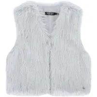 Like Flo rechtvallend gilet - lichtgrijs Meisjes Imitatiebont Openvallende hals - maat 122/128