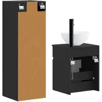 vidaXL Badkamerkast set, 2 stuks, zwart, 33 x 34,5 x 100 cm